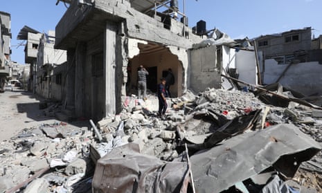 The aftermath of Israeli attacks on the Nuseirat refugee camp in the Gaza Strip on 18 March 2025.