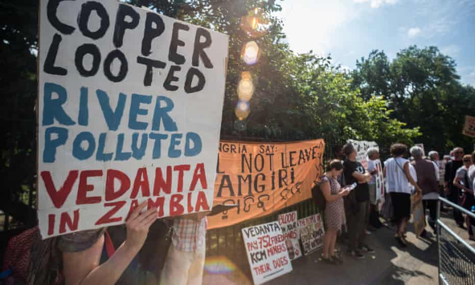 A protest outside the 2014 AGM of Vedanta Resources mining company, in London