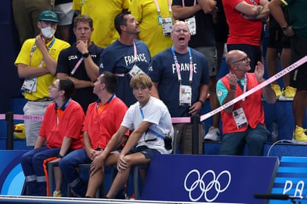 Bob Bowman in the crowd on day five of the Olympic Games at Paris La Defense Arena.