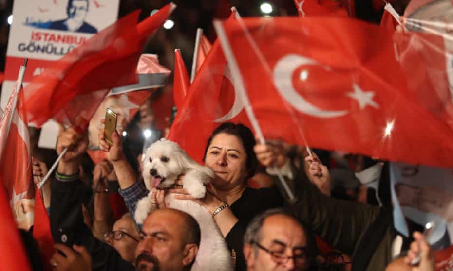 Supporters of Istanbul’s mayor Ekrem Imamoglu at a protest against the rerun of the election. 