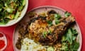 Slow roast citrus chicken with cucumber and peanut salad. By Kitty Coles.
