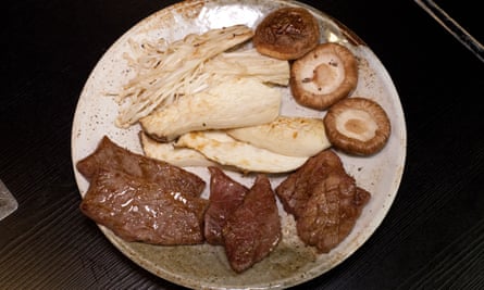 ‘The cult of marbled beef’: wagyu cuts served with mushrooms.