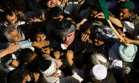A crowd in Sheberghan Dostum from his 2009 return from exile in Turkey