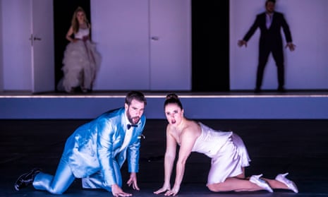 Božidar Smiljanić as Figaro and Louise Alder as Susanna in ENO’s The Marriage of Figaro at London Coliseum.