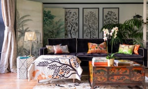 ‘I am always buying and selling to keep things fresh’: painted furniture and clashing patterns work together.