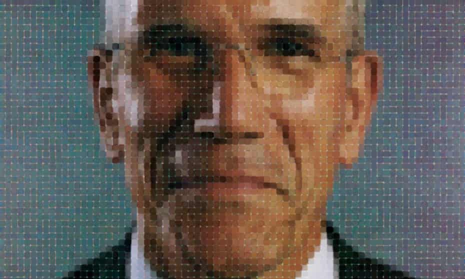 Detail from Chuck Close's portrait of Sandy Nairne
