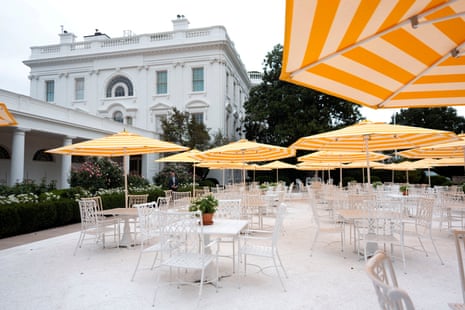 The recently renovated Rose Garden at the White House, in Washington DC.