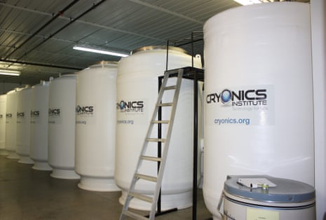Tanks for patient storage at Cryonics Institute in Clinton Township, Michigan, USA.
