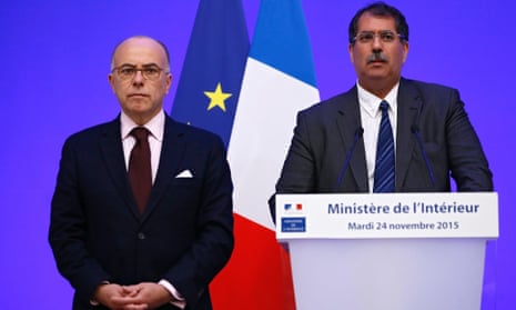 French Interior Minister Bernard Cazeneuve (L) and Anouar Kbibech (R), President of the French Council of the Muslim Faith, announce the ‘licence to preach’ plan for imams