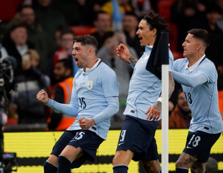 Federico Valverde celebrates his equaliser from the penalty spot