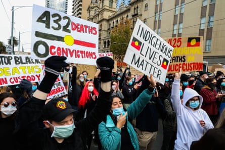Black Lives Matter protesters rally in Melbourne in June 2020