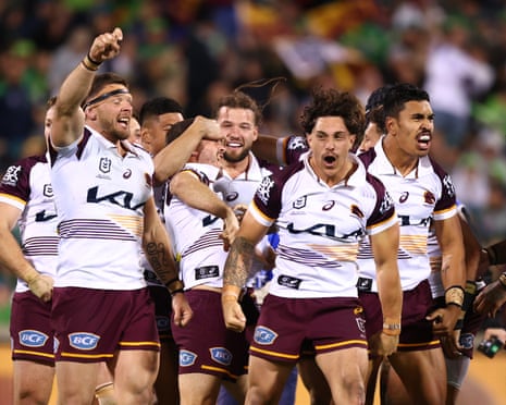 Broncos edge past Raiders with golden point field goal in thrilling NRL qualifying final | Canberra Raiders | The Guardian