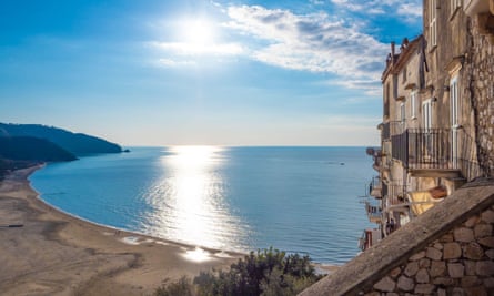 The view from the old town, across the southern beach in Sperlonga, south of Rome.