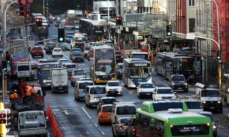 Traffic congestion in Auckland city centre.