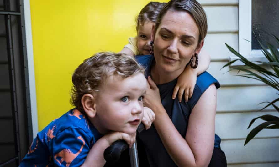Kate at home with her two children, two-year-old Jack and four-year-old Emily
