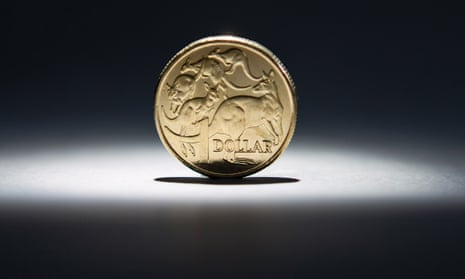 An Australian one-dollar coin, 17 April 2013. 