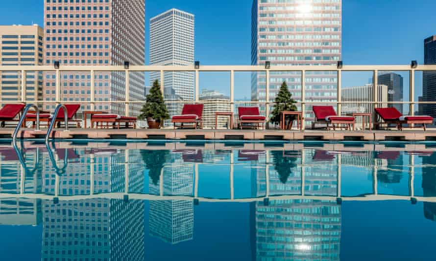 Rooftop swimming pool at the Warwick Denver Hotel. Colorado. USA