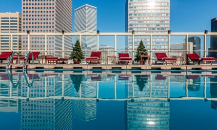 Rooftop swimming pool at the Warwick Denver Hotel. Colorado. USA