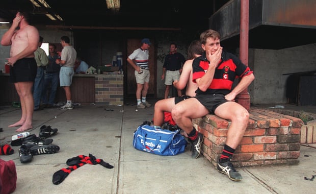 Steve Merrick in the Singleton dressing room after a game, 30 March 1996.