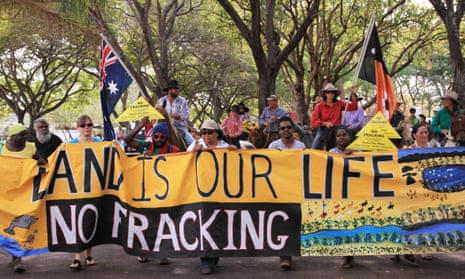 An anti-fracking protest outside the Northern Territory parliament in 2015.