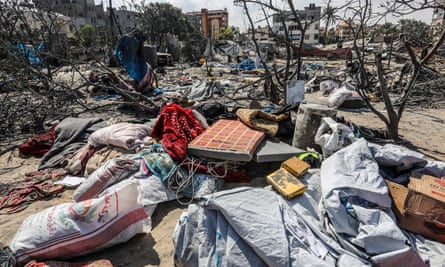 Al-Mawasi area after an Israeli attack in Khan Younis in the southern Gaza Strip