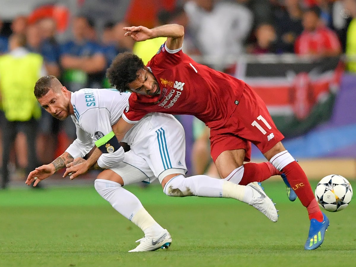 Flashpoints of 2018: Sergio Ramos shoulders Salah out of final | Real Madrid | The Guardian