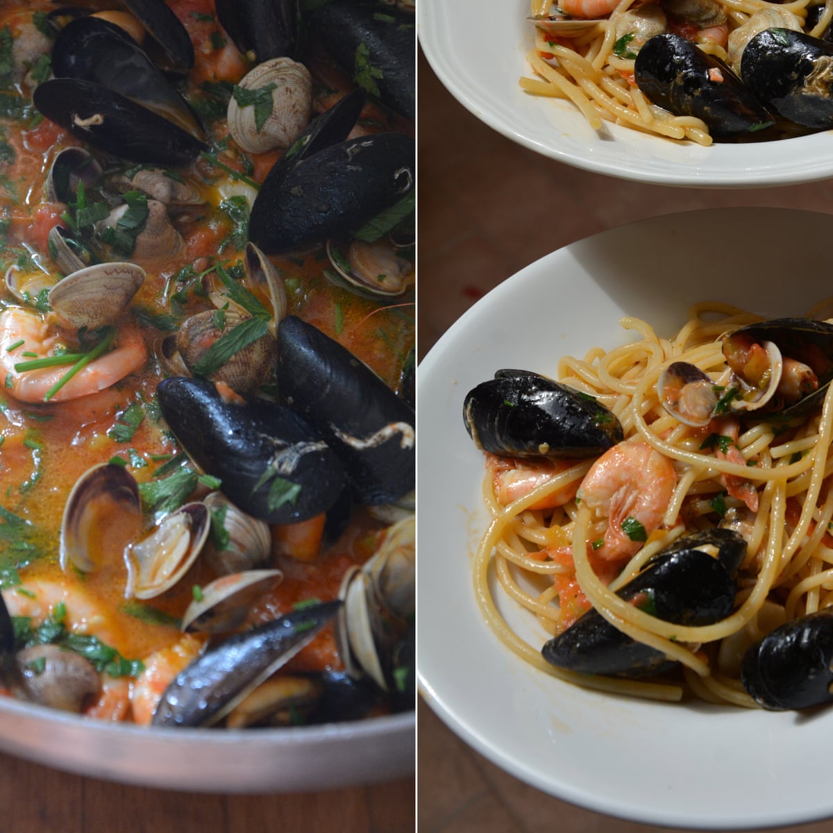 Rachel Roddy S Recipe For Linguine With Clams Squid And Or Prawns Mussels And Tomato Food The Guardian Rachel Roddy S Recipe For Linguine With Clams Squid And Or Prawns Mussels And Tomato Food The Guardian