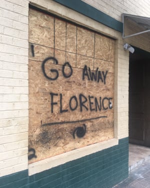 A boarded up pub in Myrtle Beach, South Carolina.