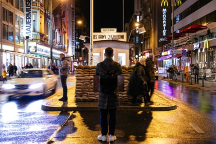 The area around Checkpoint Charlie is lined with tourist shops and fast-food outlets.
