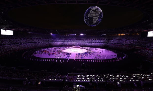 Drones above the Olympic stadium. Olympic opening ceremony,Tokyo 2020,Marco Balich,Arisa Tsubata,Tokyo,harbouchanews