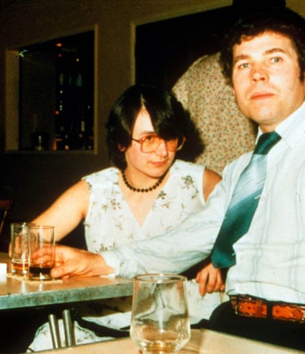 British serial killers Rose and Fred West, siting at a table with glasses on it