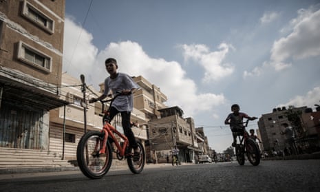 A bike race in Rafah, Gaza, last year, organised by the Union of Palestinian Women's Committees. Israel claims the group is a front for the PFLP.