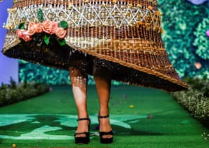 Cali, Colombia: a model presents a creation by Colombian designer Laura Campo at BioFashion Show, which seeks to raise awareness around conservation and sustainability