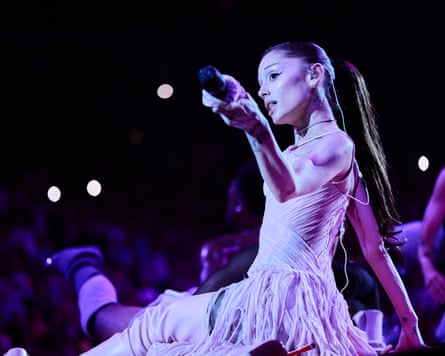 Ariana Grande performing at the O2 in London earlier this month.