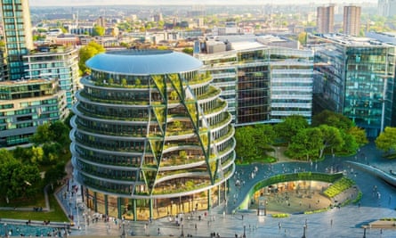 Architect’s impression of City Hall with leafy terraces
