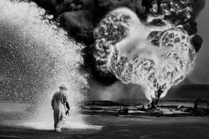 Kuwait: Sebastião Salgado (Outstanding contribution to photography)The fight against burning oil wells, Kuwait oil fields, 1991 The ceremony also honoured this year’s Outstanding Contribution to Photography recipient, the internationally acclaimed Sebastião Salgado, whose distinctive black-and-white works have captured imaginations over the past five decades. Salgado was recognised for his indelible contribution to the visual language of photography.