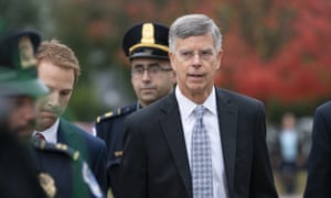 Ambassador William Taylor arrives to testify before House committees as part of the Democrats’ impeachment investigation of Donald Trump on Tuesday.