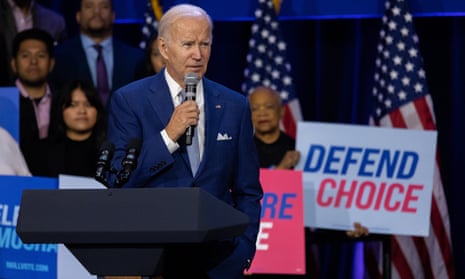 Biden DNC Remarks<br>WASHINGTON DC, USA- OCTOBER 18TH: President Joe Biden delivers remarks at a Democratic National Committee event on protecting the right to choose at Howard Theatre in Washington, DC. (Photo by Nathan Posner/Anadolu Agency via Getty Images)