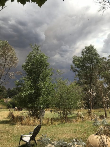 Image of storm clouds created by the fire at Strathbogies, taken by Marianne Hamilton from her home in Samaria.