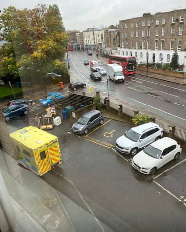 Ambulance outside flats