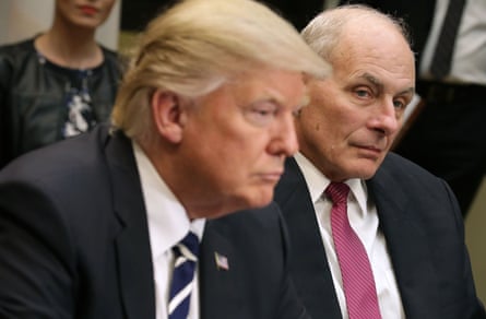 US homeland security secretary John Kelly and President Donald Trump meet government cyber security experts in January.