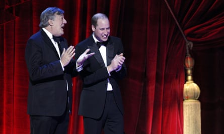 Stephen Fry and Prince William onstage