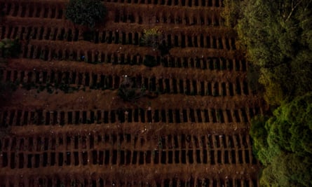 An aerial view of Vila Formosa cemetery in São Paulo.