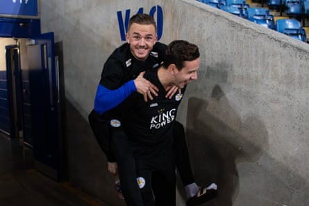 December 8: James Maddison of Leicester City is given a piggy-back before playing Tottenham.