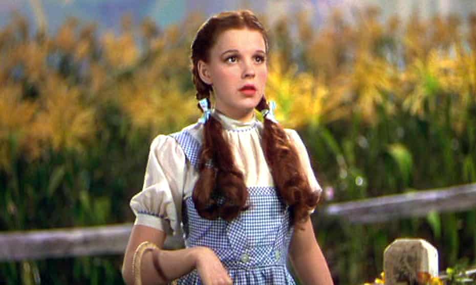 Judy Garland as Dorothy in the Wizard of Oz.