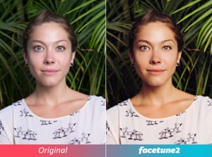An image from the Facetune app, showing how it can change someone’s appearance.
