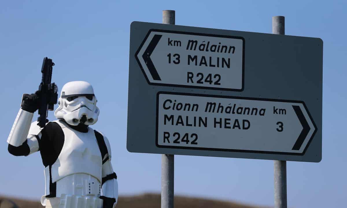 Star Wars filming - JJ McGettigan from the Emerald Garrison, a star Wars costuming club, in Malin Head, Co Donegal Ireland, as filming for the next Star Wars movie will take place there.