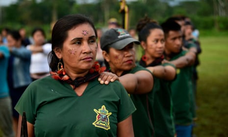 Members of ‘La Guardia’ (the Guard), which protects the territory of the Cofán Indigenous community in Sinangoe, Ecuador, against resource exploitation.