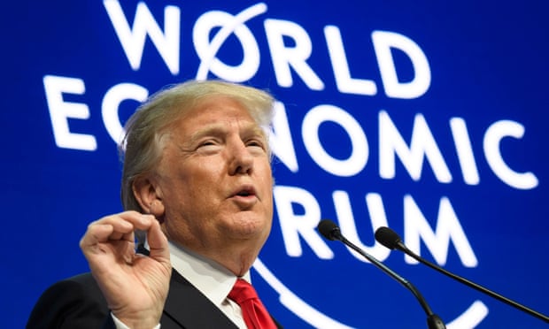 US President Donald Trump delivers a speech during the World Economic Forum (WEF) annual meeting on January 26, 2018 in Davos, eastern Switzerland. / AFP PHOTO / Fabrice COFFRINIFABRICE COFFRINI/AFP/Getty Images
