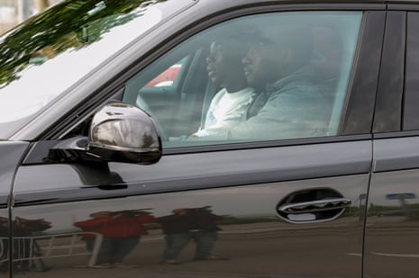 Real Madrid midfielder Aurélien Tchouaméni arrives for training